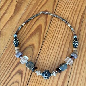 Eclectic Artisan Beaded Necklace • Boho Statement Piece